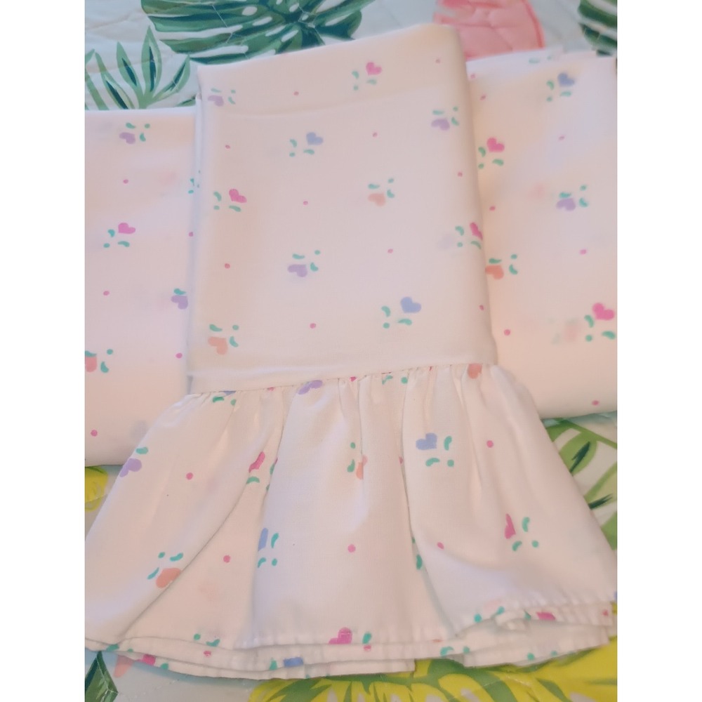 STEVENS Twin Flat Sheet Pillowcase Hearts Country Cottagecore Kidcore 80s 90s
